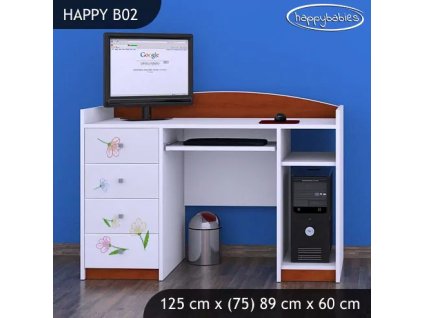 Psací stůl Happy B02 - medvídek s kyticí (Barva bílá)