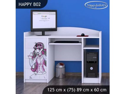 Psací stůl Happy B02 - monster toralei (Barva bílá)