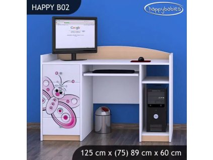 Psací stůl Happy B02 - motýlek (Barva bílá)