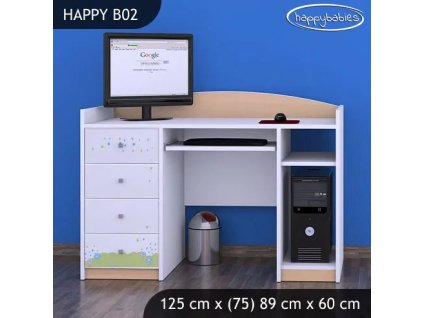 Psací stůl Happy B02 - modrý medvídek (Barva bílá)