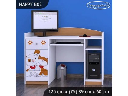Psací stůl Happy B02 - pejsek a kočička (Barva bílá)