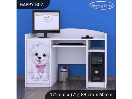 Psací stůl Happy B02 - pejsek s mašlí (Barva bílá)