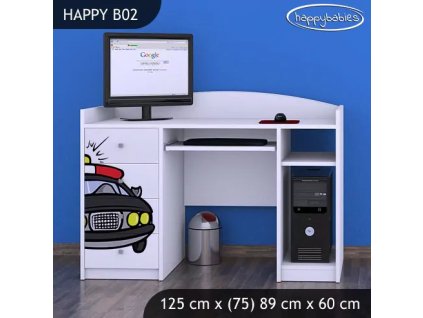 Psací stůl Happy B02 - policie (Barva bílá)