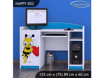 Psací stůl Happy B02 - včelka se srdcem (Barva bílá)