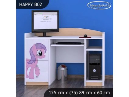 Psací stůl Happy B02 - růžový pony (Barva bílá)