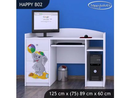 Psací stůl Happy B02 - slon s balónkem (Barva bílá)