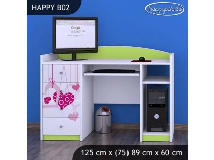Psací stůl Happy B02 - padající srdce (Barva bílá)