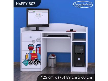 Psací stůl Happy B02 - super lokomotiva (Barva bílá)