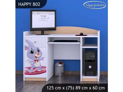Psací stůl Happy B02 - super zajíček (Barva bílá)