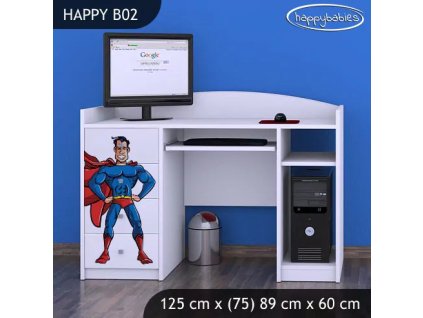 Psací stůl Happy B02 - super man (Barva bílá)
