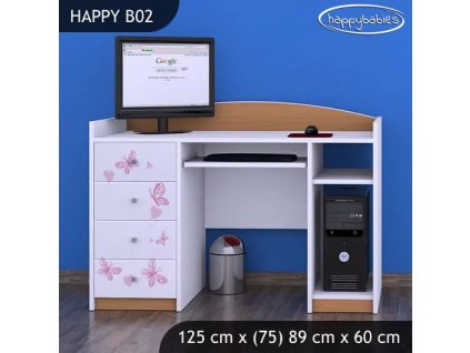 Psací stůl Happy B02 - zamilovaný medvídek (Barva bílá)