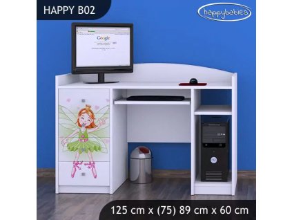 Psací stůl Happy B02 - zelená čarodějka (Barva bílá)