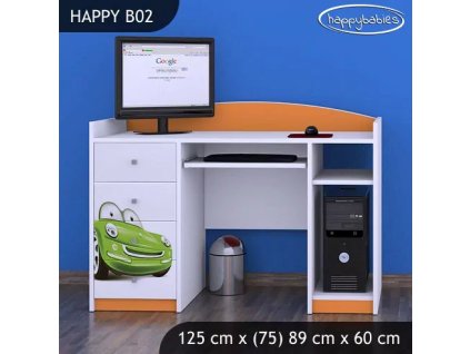 Psací stůl Happy B02 - zelené auto (Barva bílá)