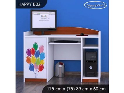 Psací stůl Happy B02 - zelené auto s balónky (Barva bílá)