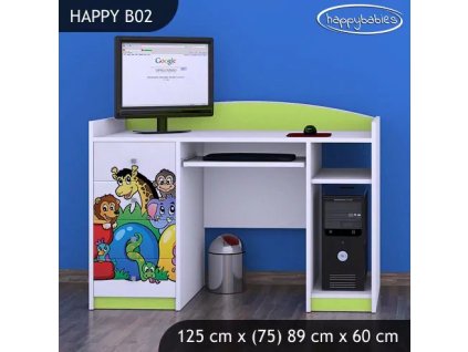 Psací stůl Happy B02 - zoo (Barva bílá)