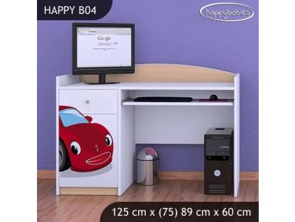 Psací stůl Happy B04 - pohádkové auto (Barva bílá)