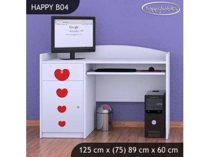 Psací stůl Happy B04 - dva květy (Barva bílá)