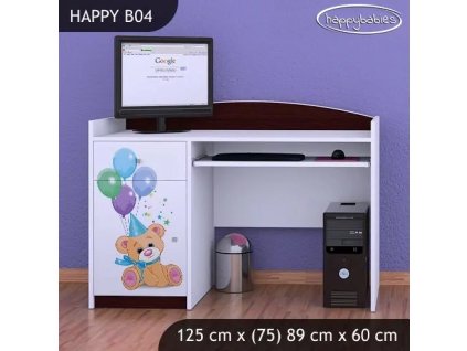 Psací stůl Happy B04 - medvídci s balónky (Barva bílá)