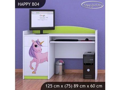 Psací stůl Happy B04 - jednorožec (Barva bílá)