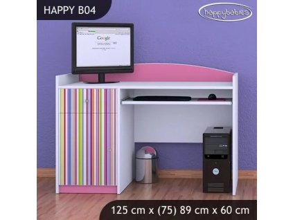 Psací stůl Happy B04 - barevné pásky (Barva bílá)