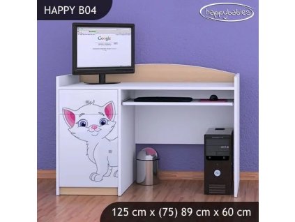Psací stůl Happy B04 - bílá kočička (Barva bílá)