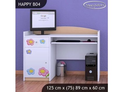 Psací stůl Happy B04 - kočička s květinou (Barva bílá)