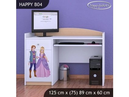 Psací stůl Happy B04 - princ a princezna (Barva bílá)