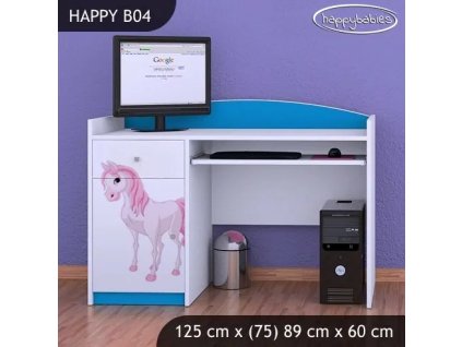 Psací stůl Happy B04 - princezna s koníkem (Barva bílá)