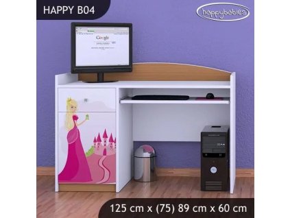 Psací stůl Happy B04 - princezna se zámkem (Barva bílá)