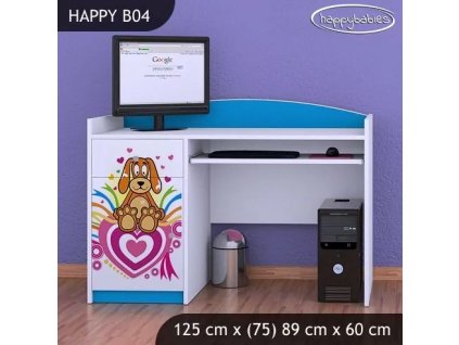 Psací stůl Happy B04 - pejsek a srdce (Barva bílá)