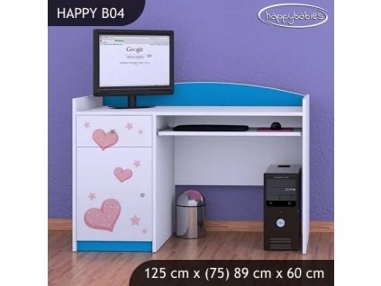 Psací stůl Happy B04 - medvídek se srdcem (Barva bílá)