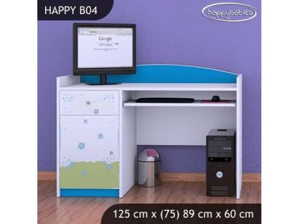 Psací stůl Happy B04 - modrý medvídek (Barva bílá)
