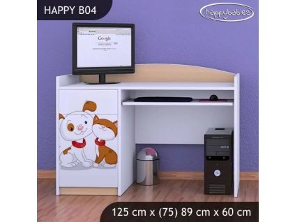 Psací stůl Happy B04 - pejsek a kočička (Barva bílá)