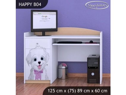 Psací stůl Happy B04 - pejsek s mašlí (Barva bílá)