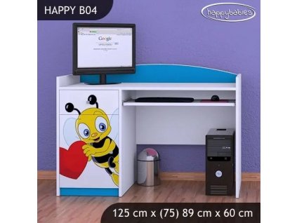 Psací stůl Happy B04 - včelka se srdcem (Barva bílá)