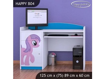 Psací stůl Happy B04 - růžový pony (Barva bílá)