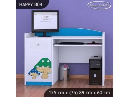 Psací stůl Happy B04 - růžový hříbeček (Barva bílá)