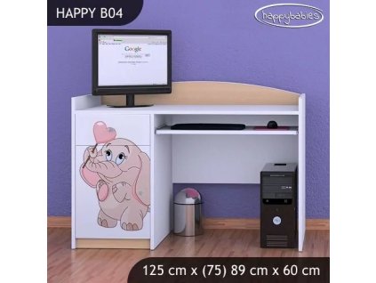 Psací stůl Happy B04 - slon se srdcem (Barva bílá)