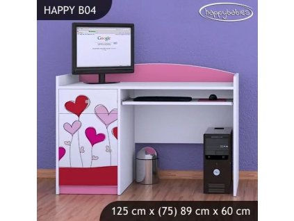 Psací stůl Happy B04 - srdíčka (Barva bílá)
