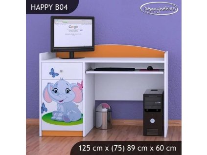 Psací stůl Happy B04 - sloník (Barva bílá)