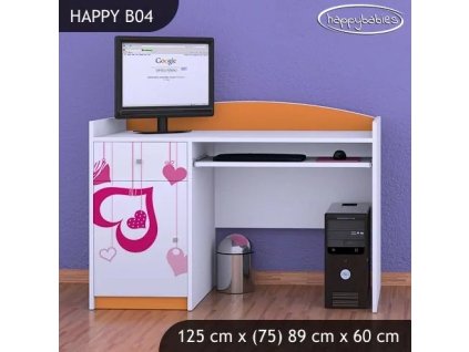Psací stůl Happy B04 - padající srdce (Barva bílá)