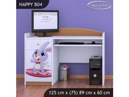 Psací stůl Happy B04 - super zajíček (Barva bílá)