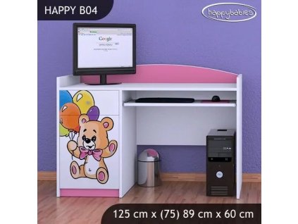 Psací stůl Happy B04 - šťastný medvídek (Barva bílá)