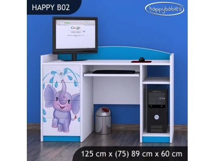 Psací stůl Happy B04 - stříkající sloník (Barva bílá)