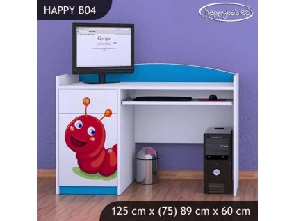 Psací stůl Happy B04 - veselá housenka (Barva bílá)