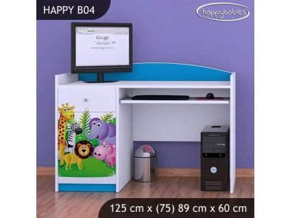 Psací stůl Happy B04 - veselý zvěřinec (Barva bílá)