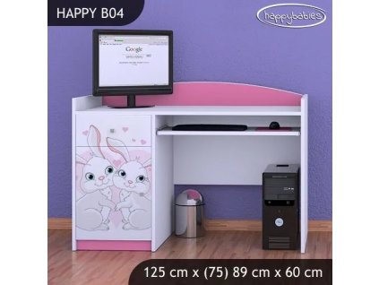 Psací stůl Happy B04 - zamilovaní králíčci (Barva bílá)