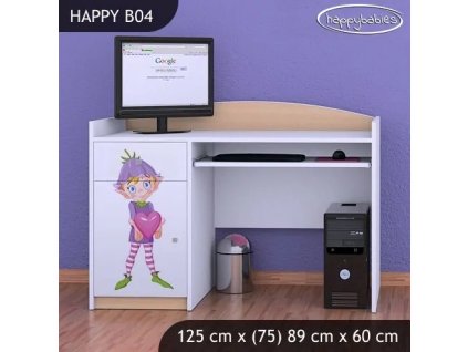 Psací stůl Happy B04 - zamilovaný skřítek (Barva bílá)