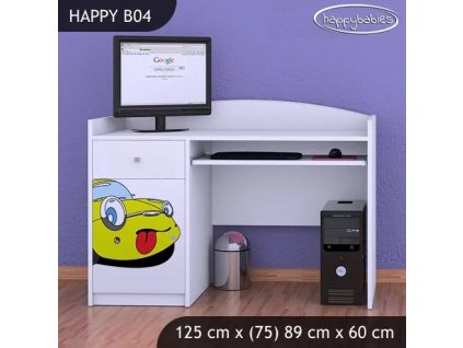 Psací stůl Happy B04 - žluté auto (Barva bílá)