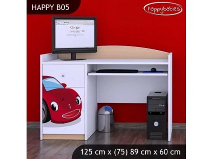 Psací stůl Happy B05 - pohádkové auto (Barva bílá)